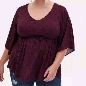Torrid Size 2X Polka Dot Babydoll Stretch Challis Stretch Tunic Top